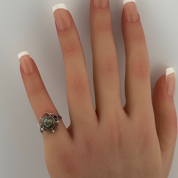 Vintage 925 Silver Abalone Ring - Picture 4 of 4